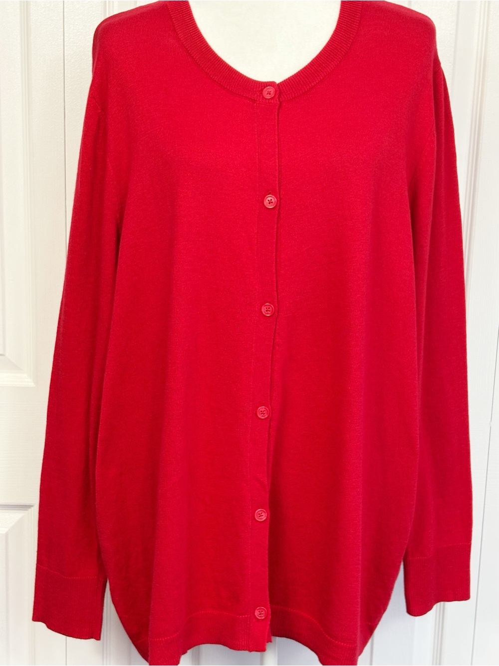 NWT Lane Bryant Classic Red Long Sleeve Button Down Cardigan Sweater 22/24